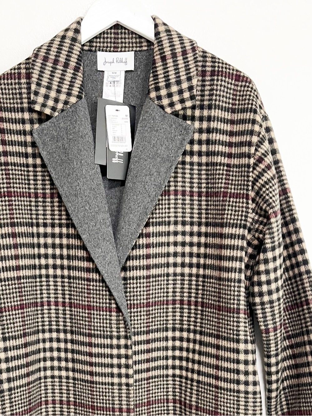 NWT Joseph Ribkoff Camel/Multi Plaid Double-Faced Coat Medium Style 253946 - Picture 5 of 10